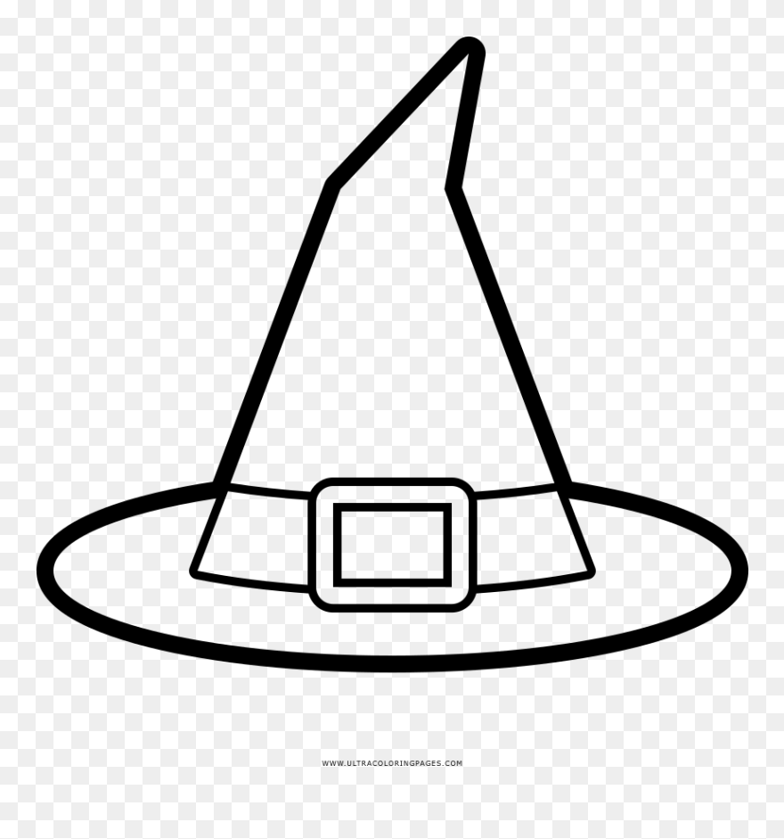 Witch Hat Coloring Page - Witch Hat Clipart Black And White - Png Download