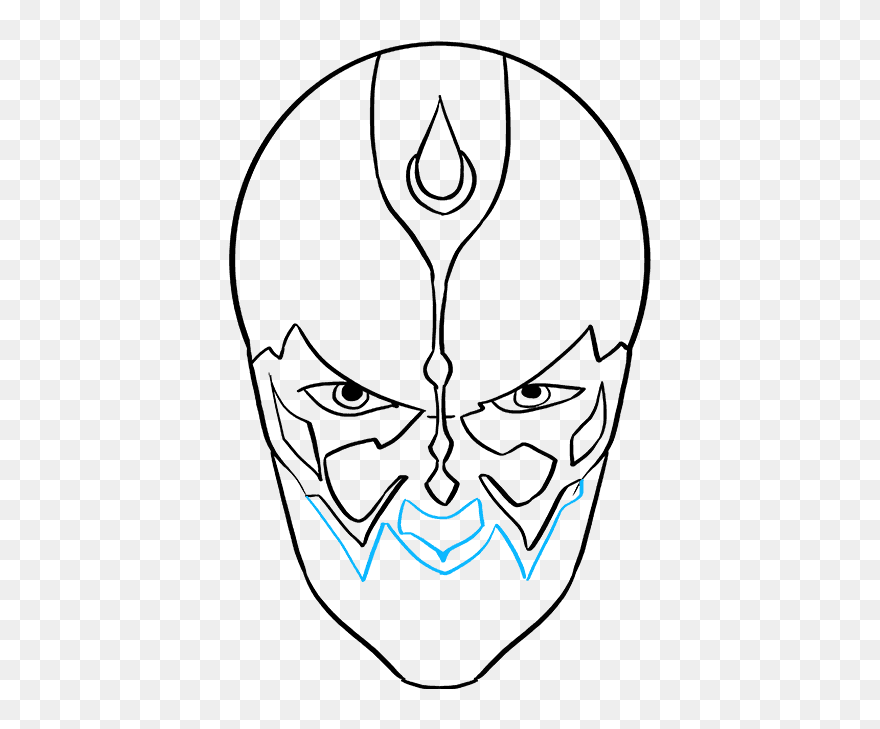 How To Draw Darth Maul From Star Wars - Darth Maul Face Line Drawing Clipart