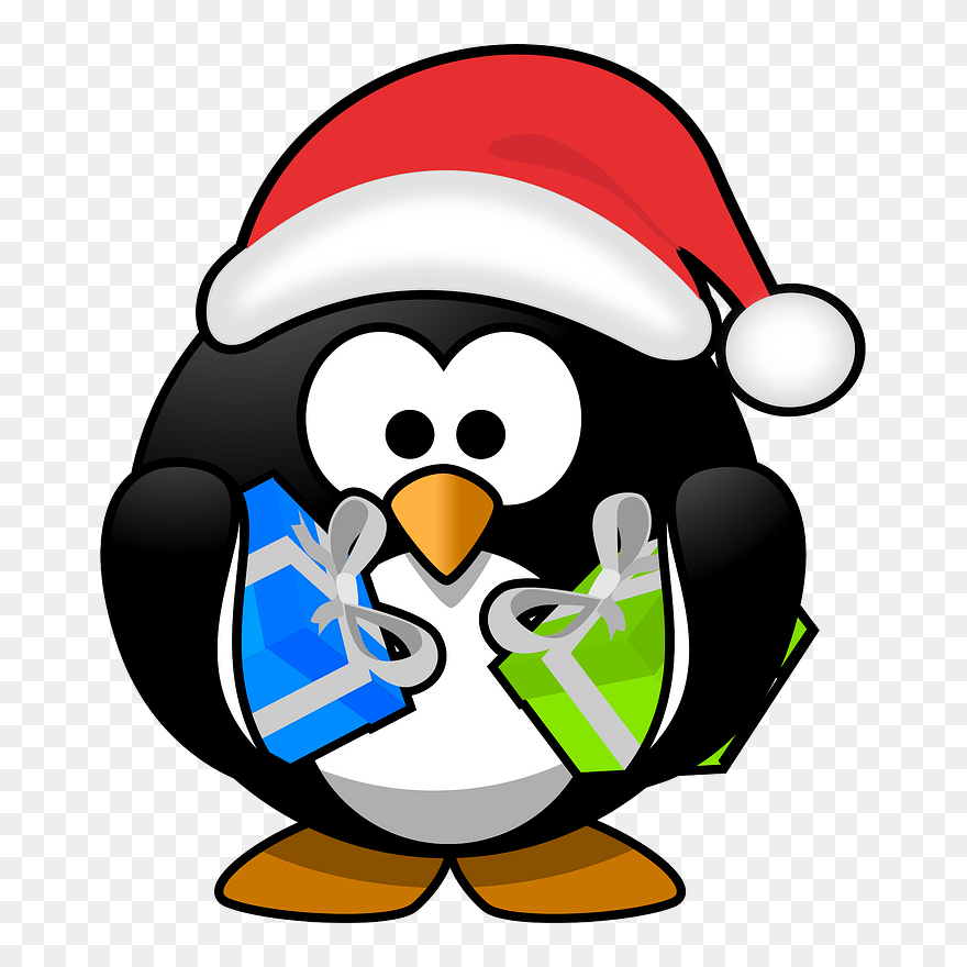 Santa Penguin Clipart - Png Download