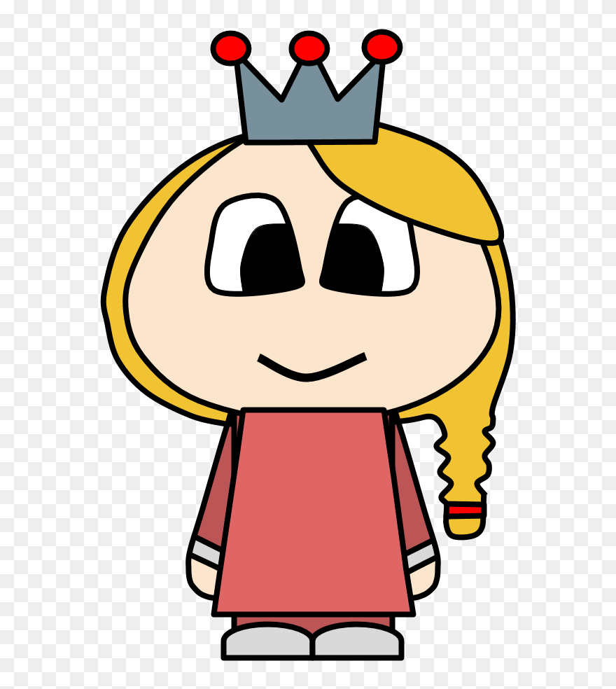 Princess, Crown, Big Eyes, Cartoon Person - Elf Black And White Clipart