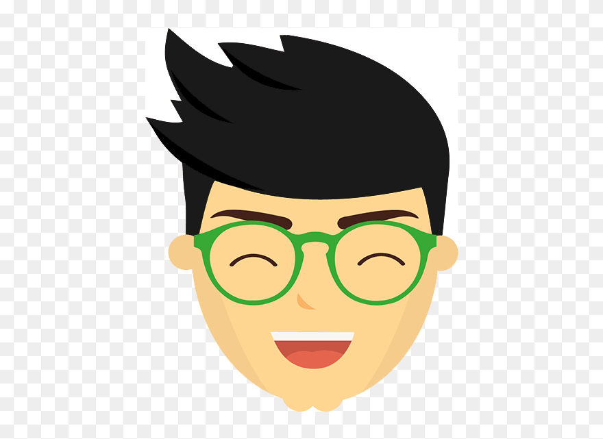 Male Cartoon Face With Glasses Clipart