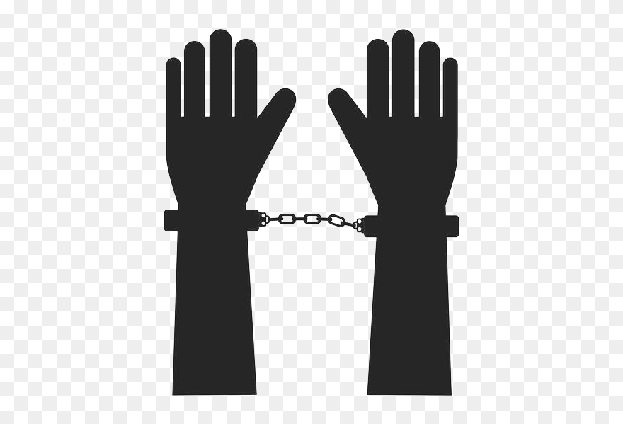 Handcuffs Glove Illustration - Handcuffed Silhouette Clipart