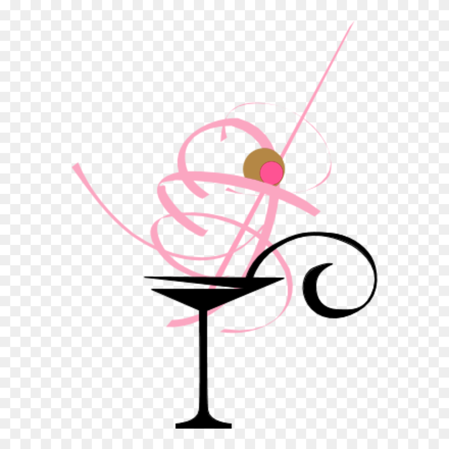 Transparent Cocktail Drinkware Line Champagne Stemware - Martini Glass Clip Art - Png Download