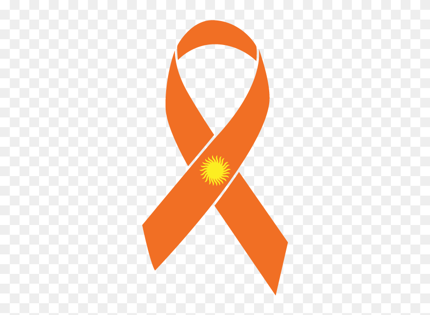 Orange With A Sun Skin Cancer Ribbon - Transparent Kidney Cancer Ribbon Clipart