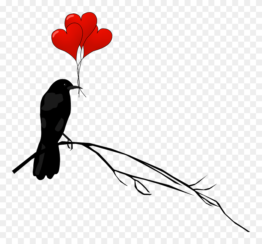 Raven With Balloons Clipart - Valentines Day And Raven - Png Download