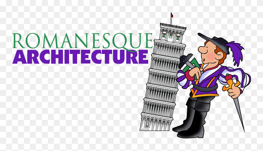 Romanesque Architecture - Cartoon Clipart