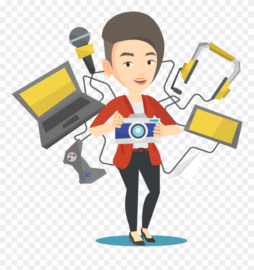 Man With Gadgets Cartoons Clipart
