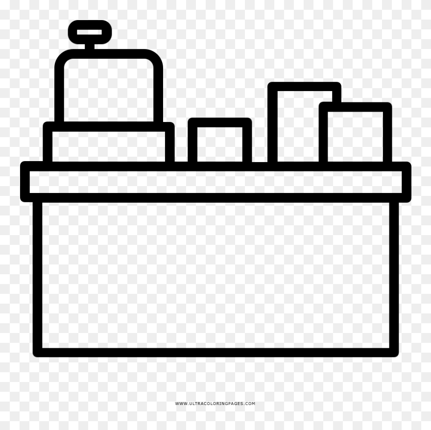 Cash Register Coloring Page - Courthouse Transparent Jpg Clipart