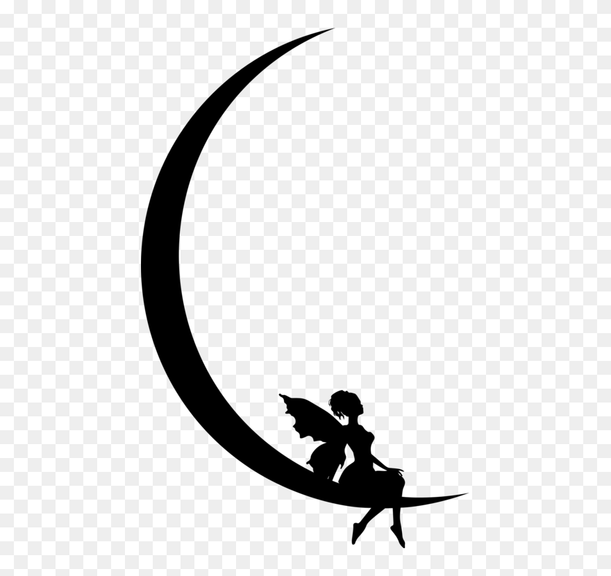 Silhouette,fictional Character,monochrome Photography - Fairy In A Moon Clipart