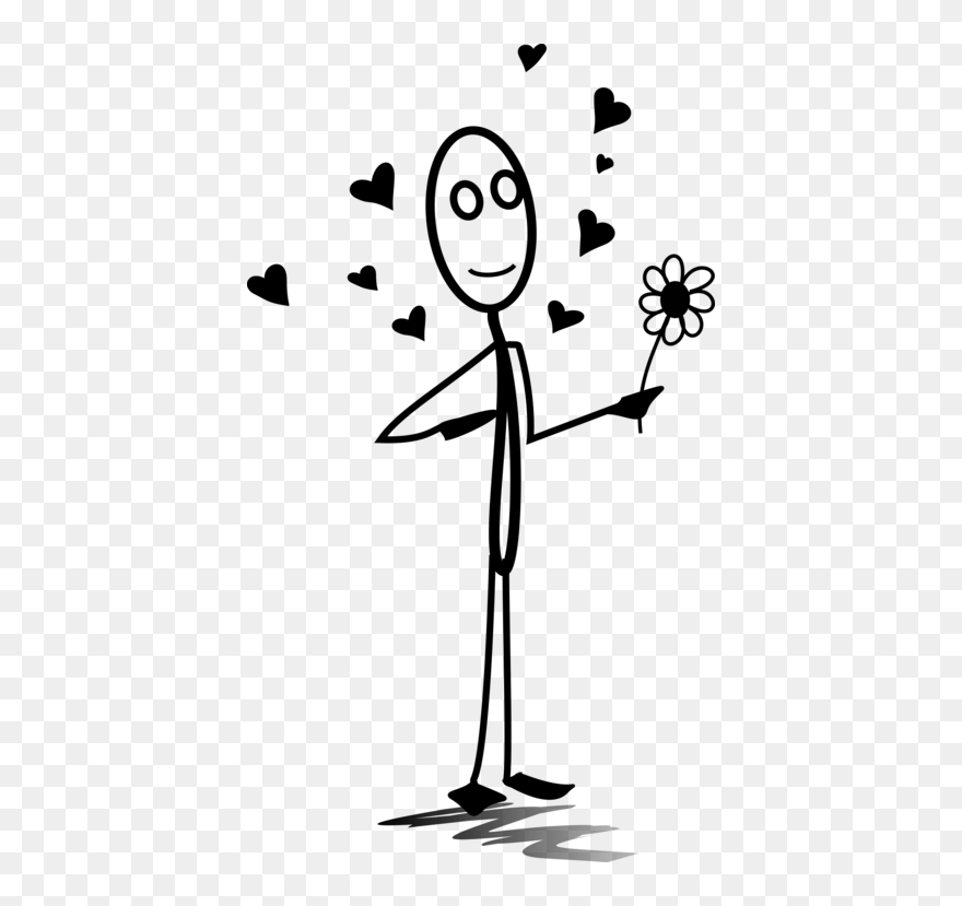 Emotion,human Behavior,silhouette - Stick Figure With Flowers Clipart