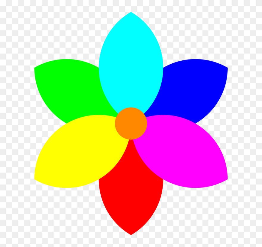 Flower,leaf,symmetry - Seven Petal Rainbow Flower Clipart