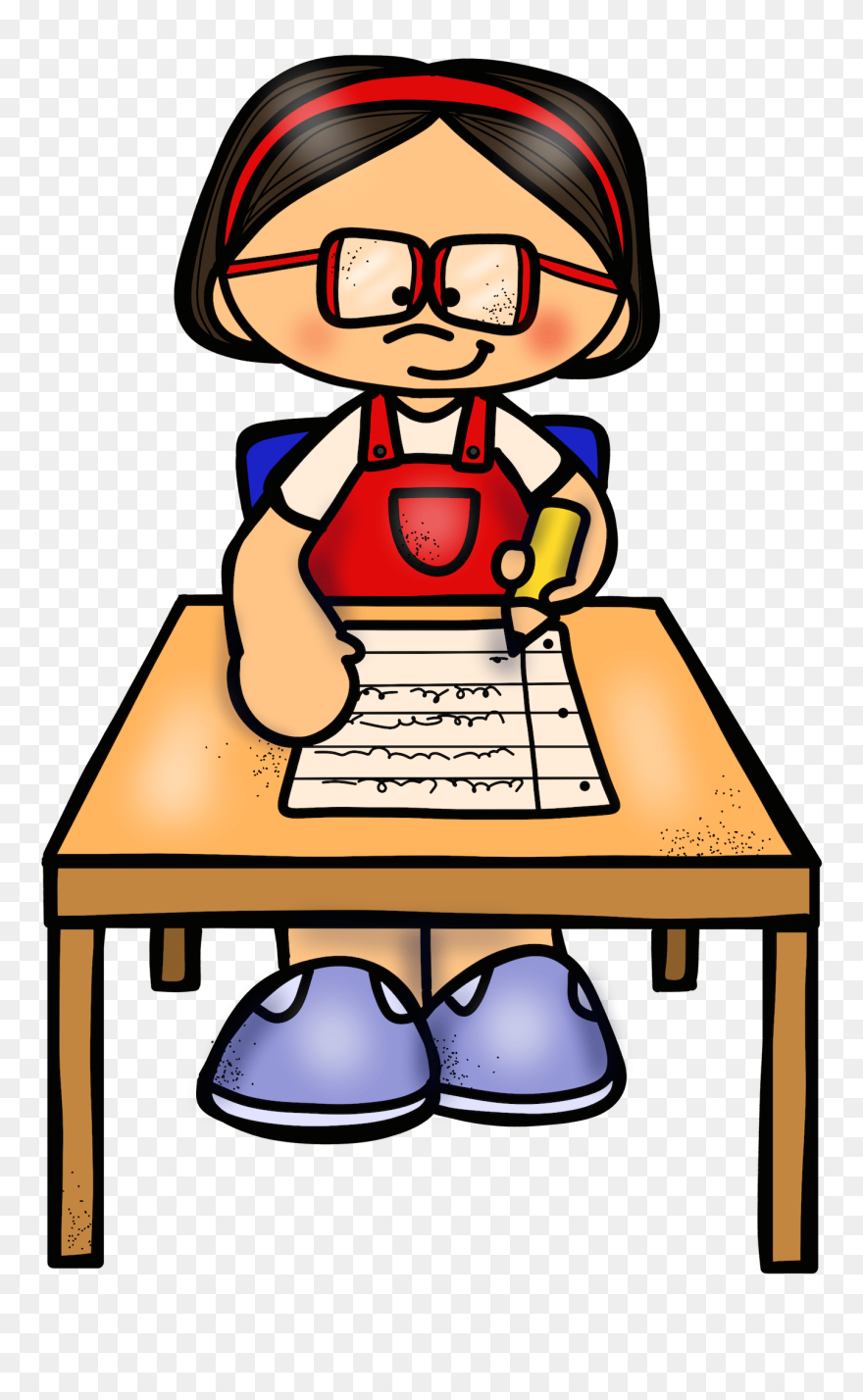 Writing At Desk 3 Girl - Signos De La Disgrafia Clipart