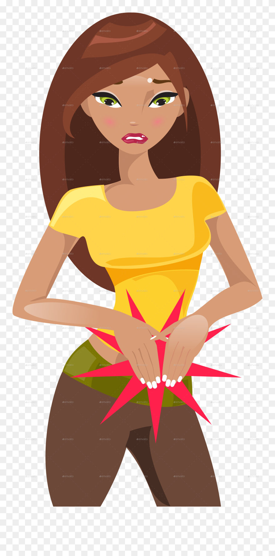 Pain In Stomach Png Image - Girl Stomach Ache Clipart