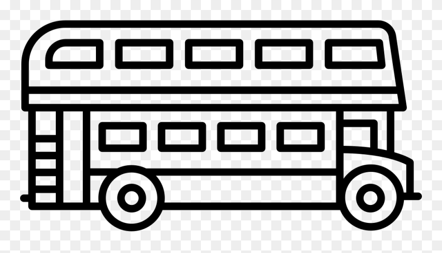 Double Decker Bus - Double Decker Bus Black And White Png Clipart