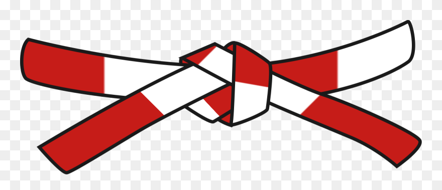 Karate Red White Belt Clipart