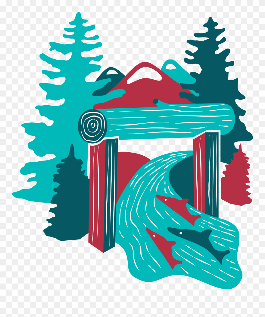 Clipart Lake Forest Stream - Illustration - Png Download