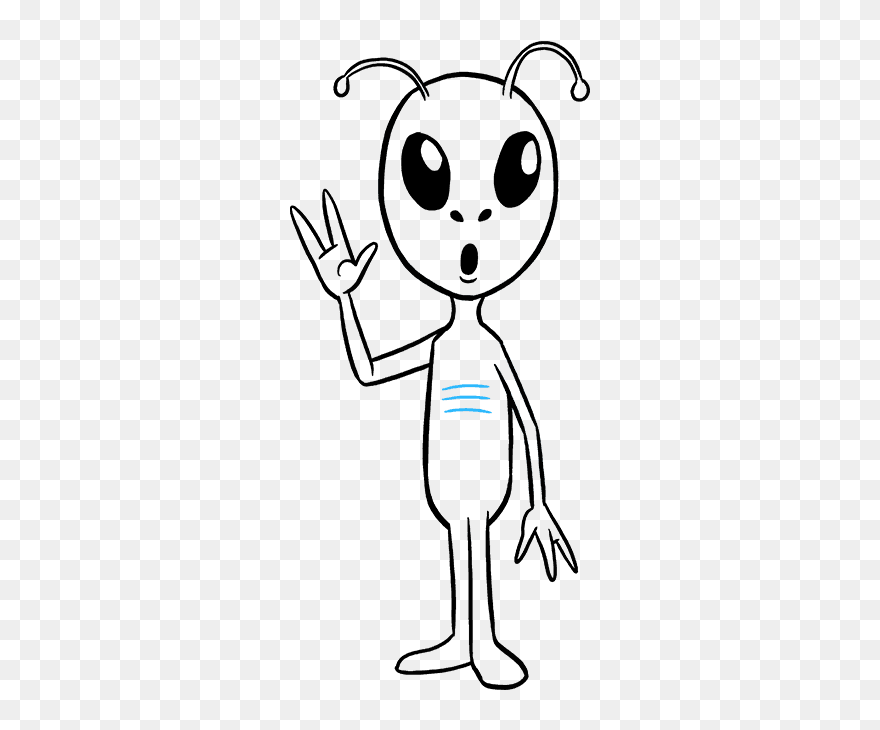 How To Draw Alien - Drawing Of An Alien Clipart