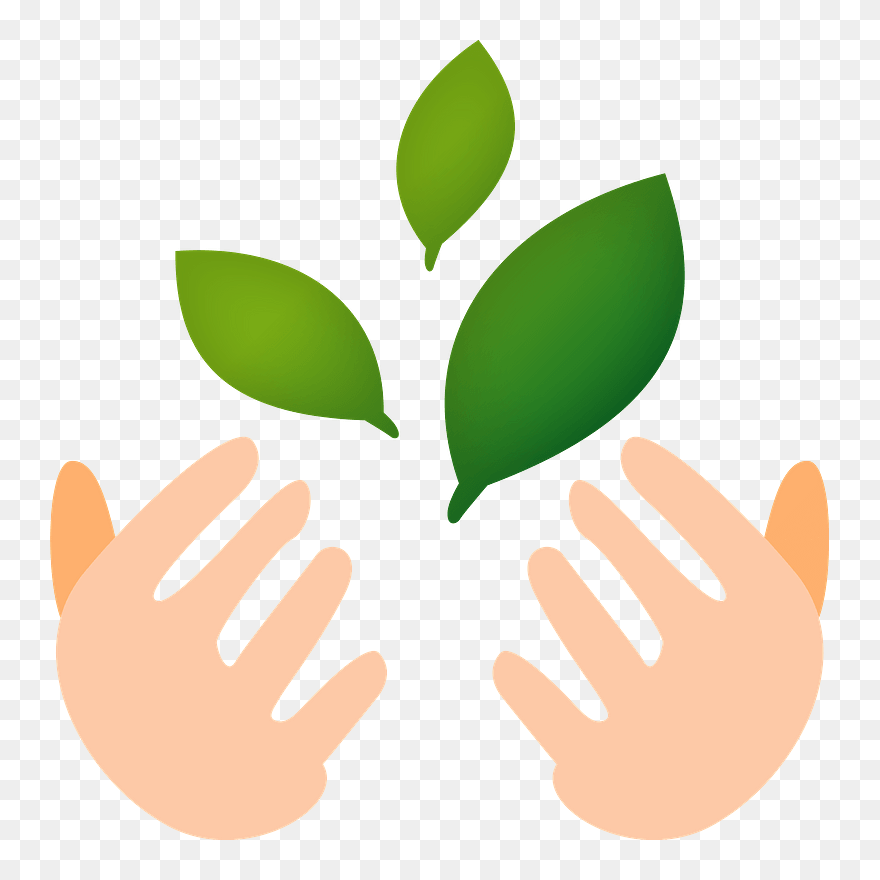 Hands Green Leaves Clipart - 手 と 手 イラスト 無料 - Png Download