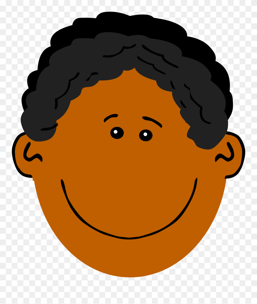 Father Clipart Brown Hair - Boy Face Clipart Black And White - Png Download