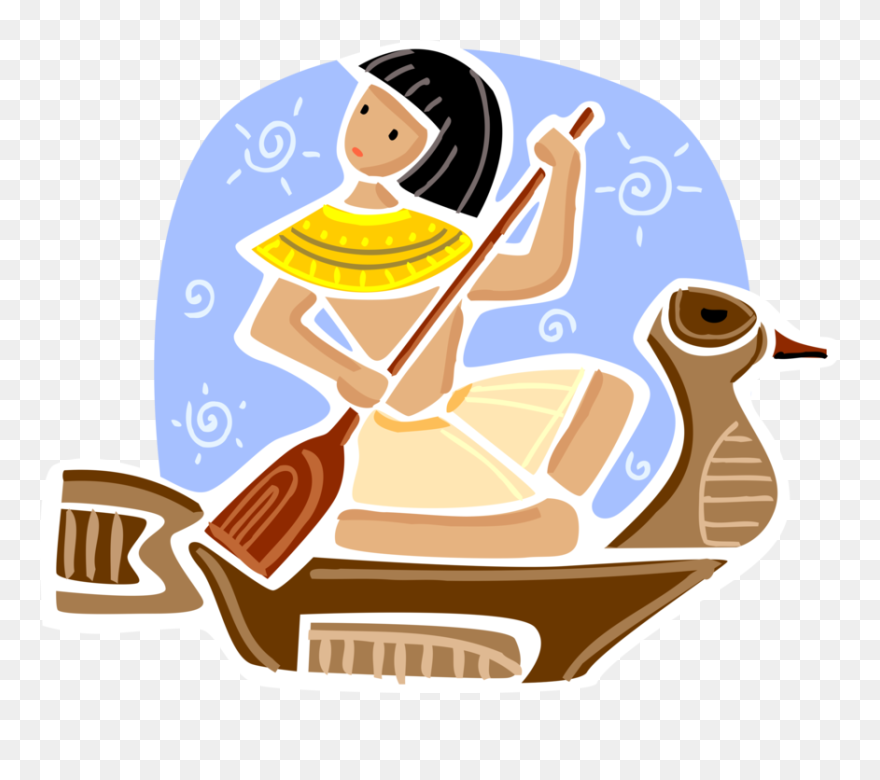 Boy Paddles Symbolic Vector - Clipart Egyptian People Png Transparent Png