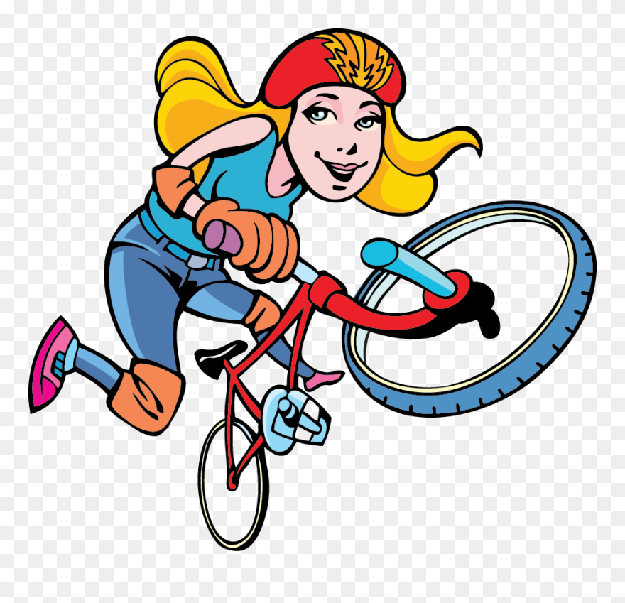 Girl Biking Team Cartoon Clipart