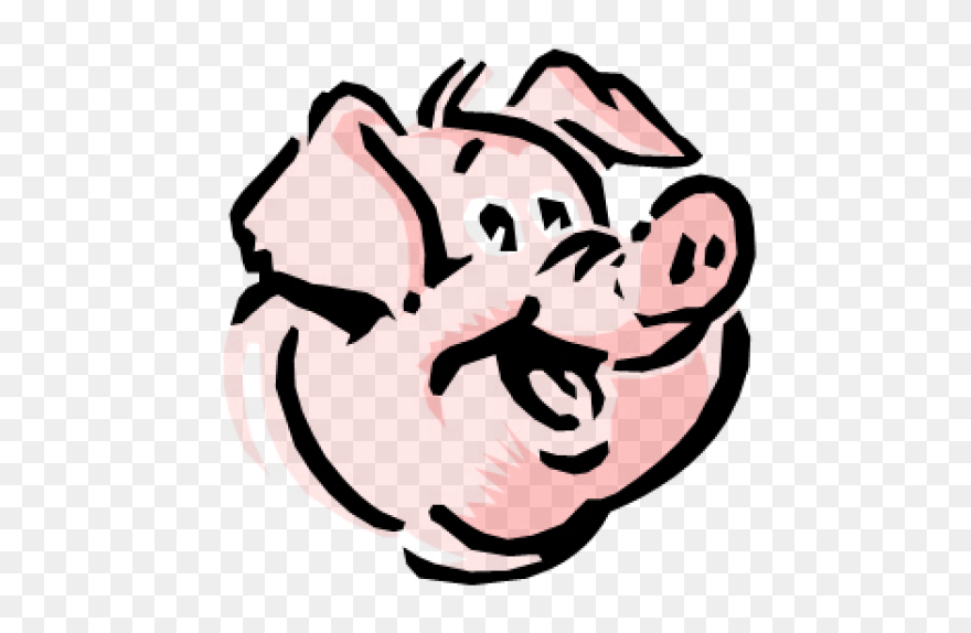 Wild Boar Drawing Pig Roast Clip Art - Happy Pig Face Cartoon - Png Download
