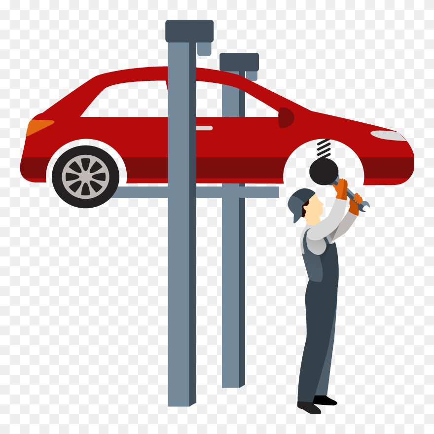 Car On A Lift Cartoon Clipart