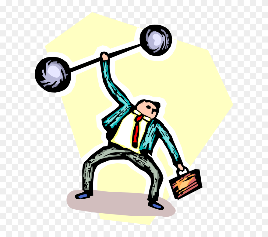 Vector Illustration Of Strongman Businessman Weightlifter - Illustration Clipart
