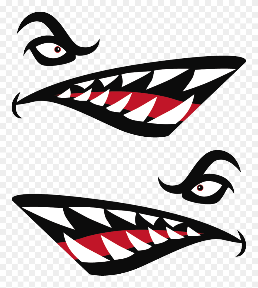Shark Teeth Vehicle Sticker - Kayak Stickers Clipart