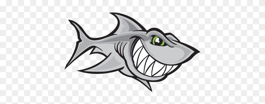 Cartoon Shark Smile - Tubarão Para Inprimir E Colorir Clipart