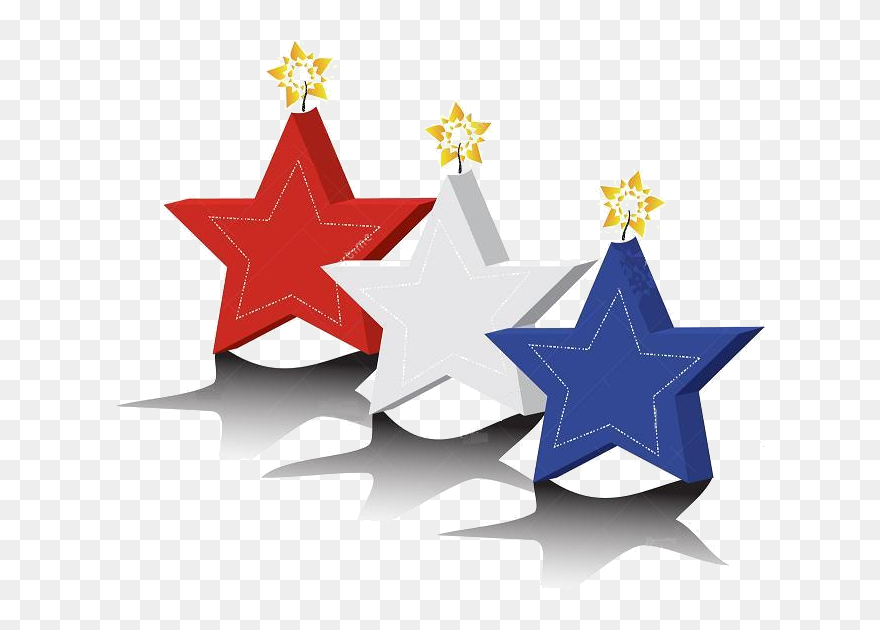 3stars - Bkue Red White Candles Clipart