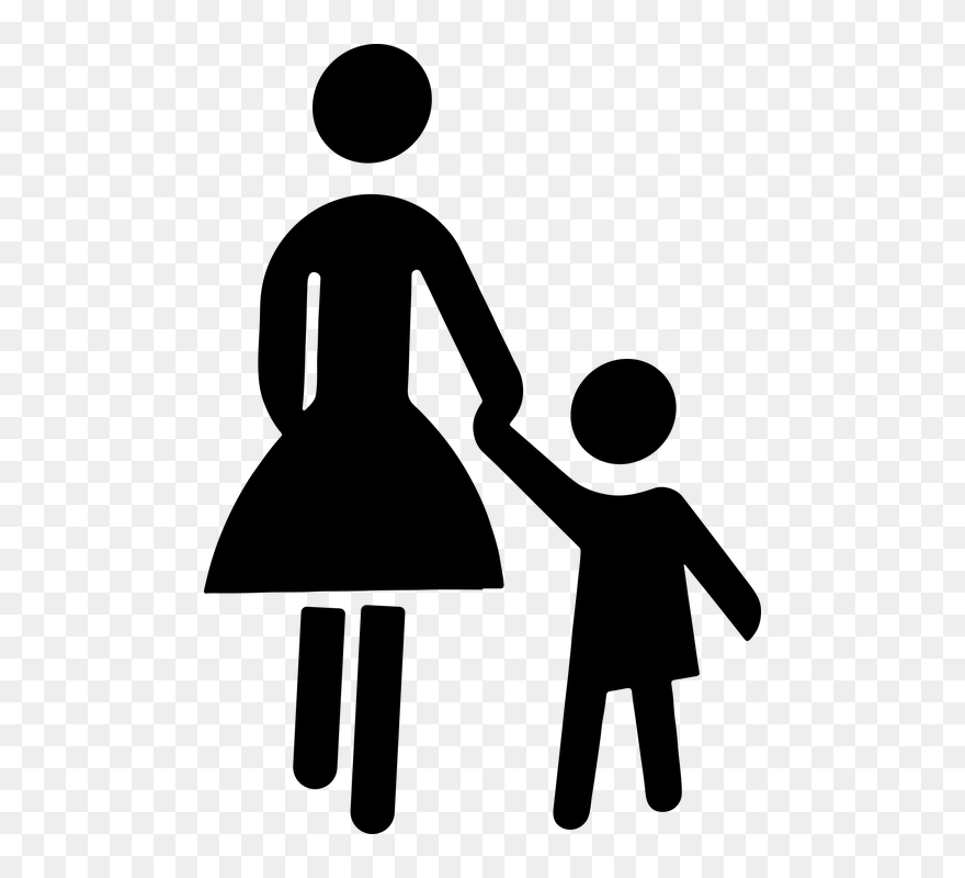 Child Female Holding Hands Kid Mom Mother - Mother With Child Icon Clipart