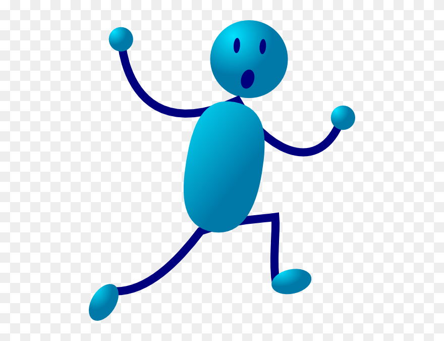 Scared Man Running Clipart - Blue Stick Figure Png Transparent Png