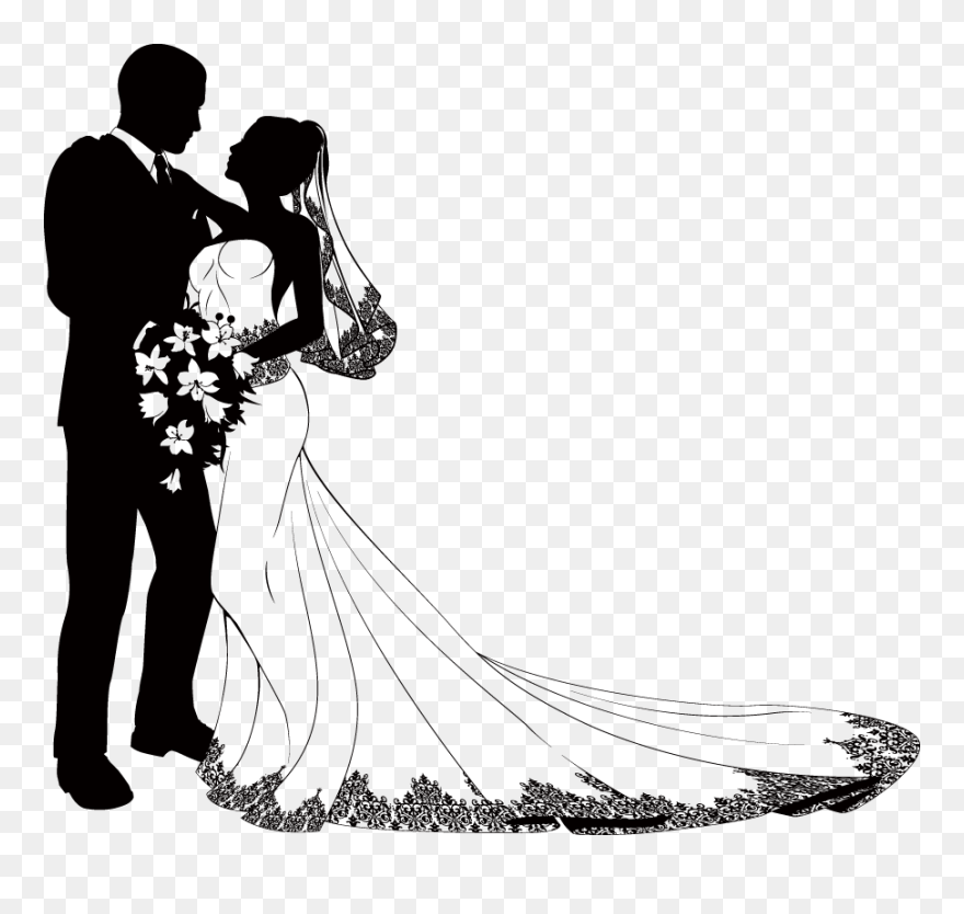 Bridegroom Wedding Marriage Drawing - Clipart Groom And Bride - Png Download