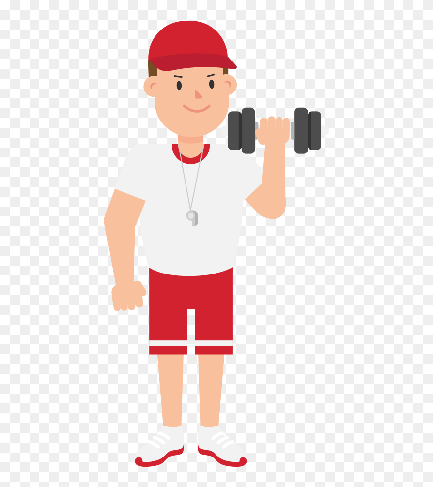 Transparent Dumbell Clipart - Soccer Coach Cartoon - Png Download