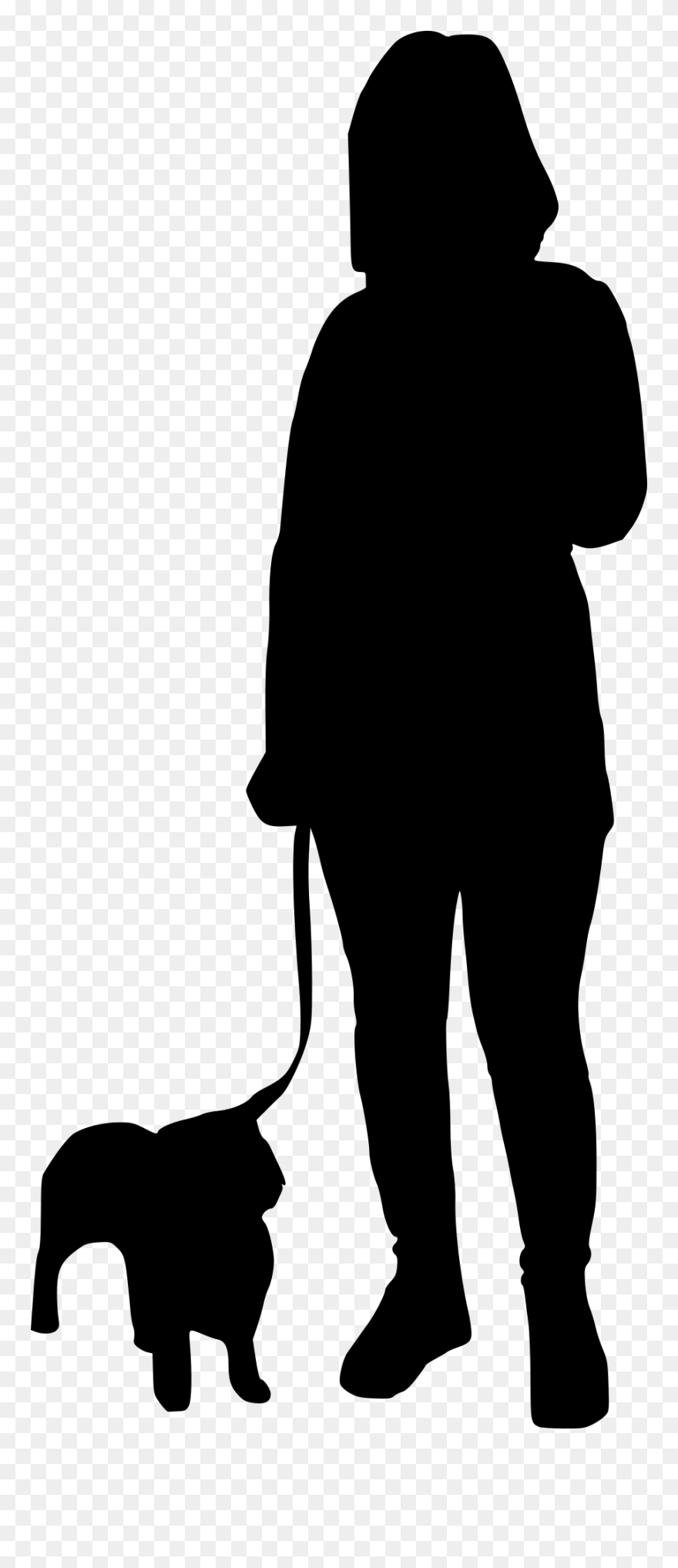 Chimp Drawing Walking - Silhouette Person And Dog Clipart