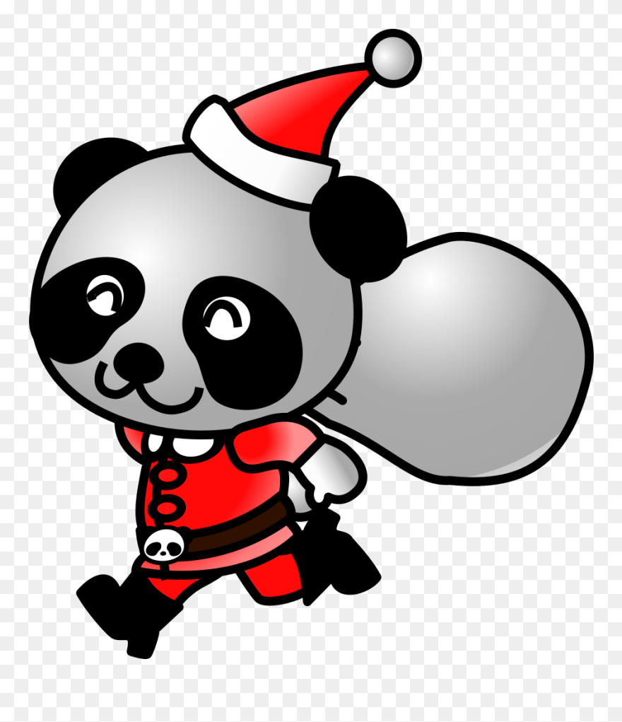 Santa Panda 2 Svg Clip Arts - Cartoon Christmas Panda - Png Download