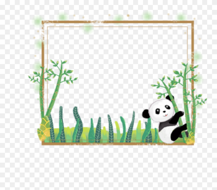 #ftestickers #panda #bamboo #frame #borders #cute #colorful - Cute Panda Border Design Clipart