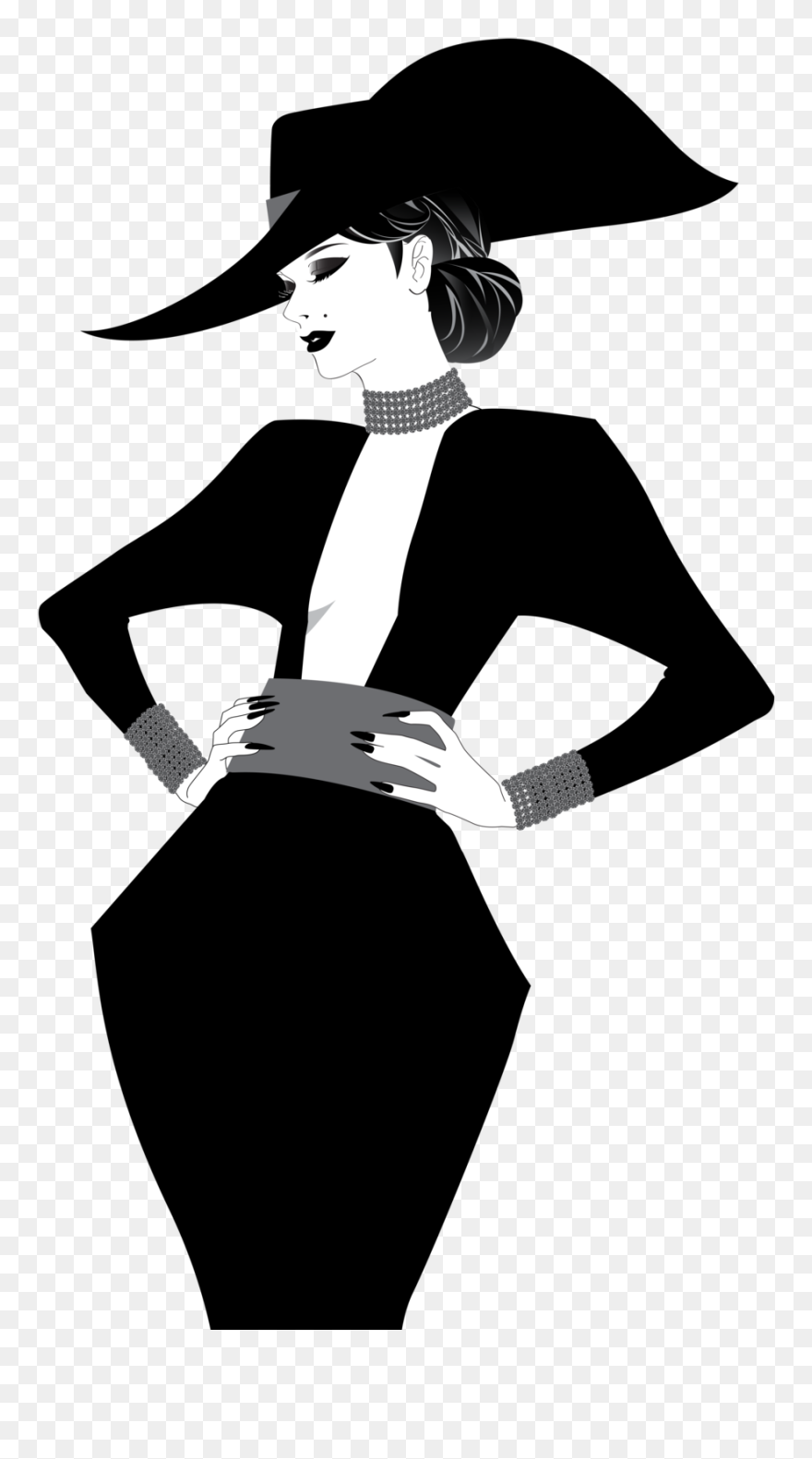 Download Simple Design Art Silhouette Clip Art Elegant Woman With Hat Silhouette Png Download 5640240 Pinclipart
