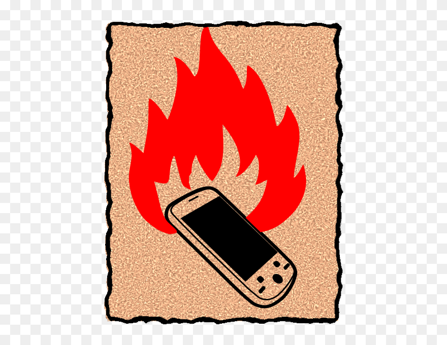 Burn Your Cell - Phone On Fire Cartoon Clipart