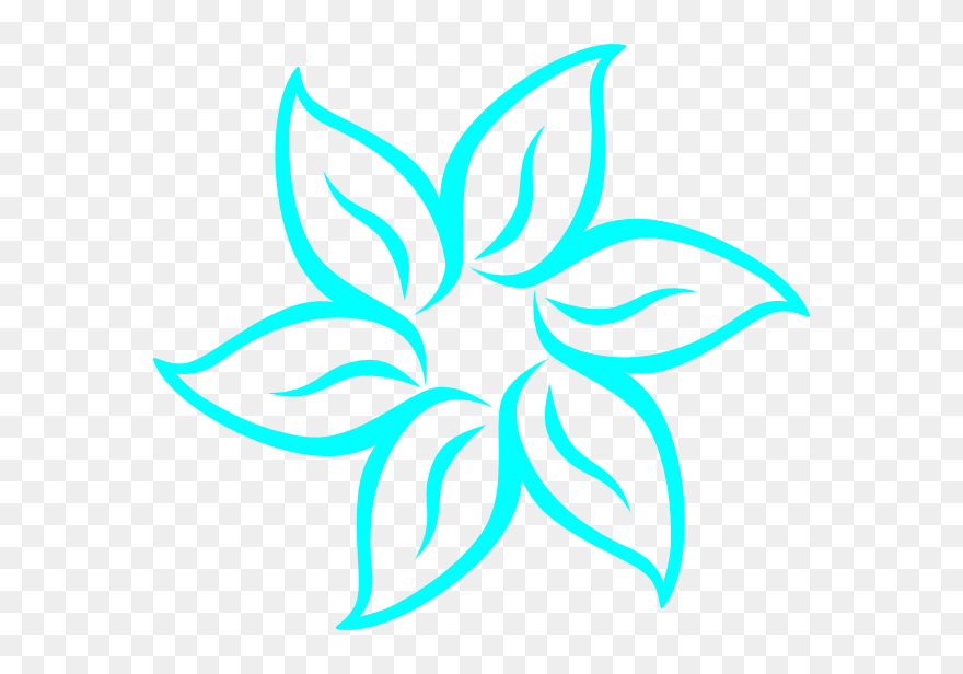 Aqua Flower Clipart Jpg Royalty Free Download Aqua - Black Flower Outline - Png Download