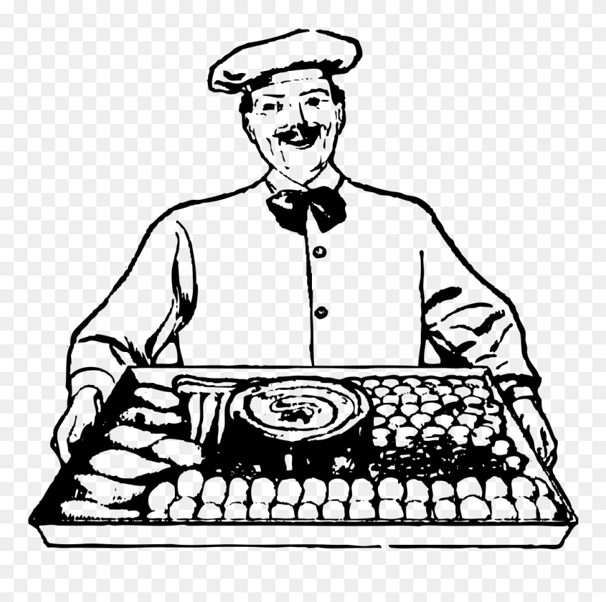 Chef Hat Svg Clip Arts - Food Server Black And White - Png Download