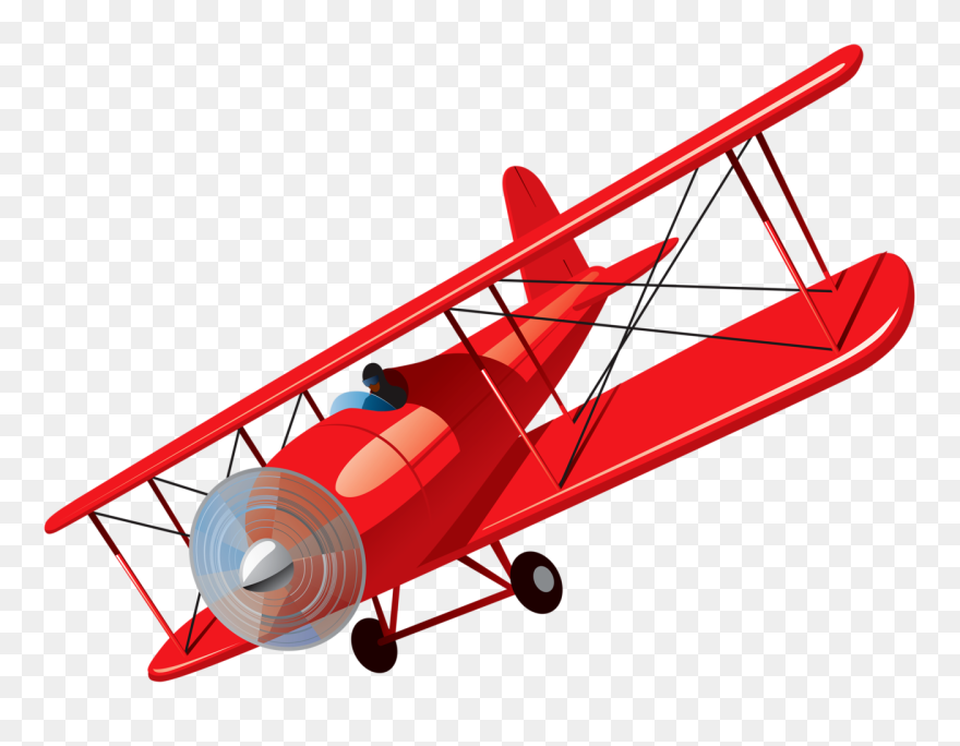 Airplane Clip Art Vector Graphics Illustration Biplane - Vintage Airplane Clipart - Png Download