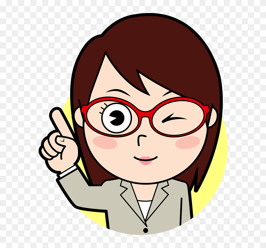 Businesswoman Glasses Wink Clipart - Teacher Face Clipart Female - Png Download