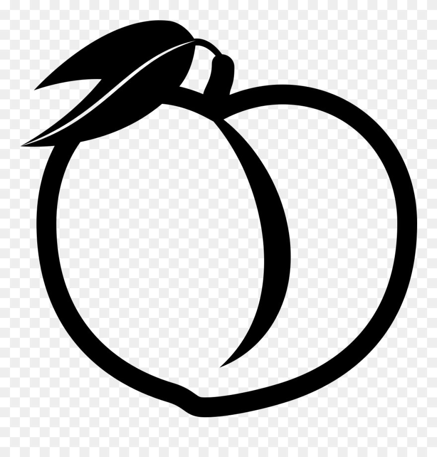Emojione Bw 1f351 - Peach Clipart Black And White - Png Download