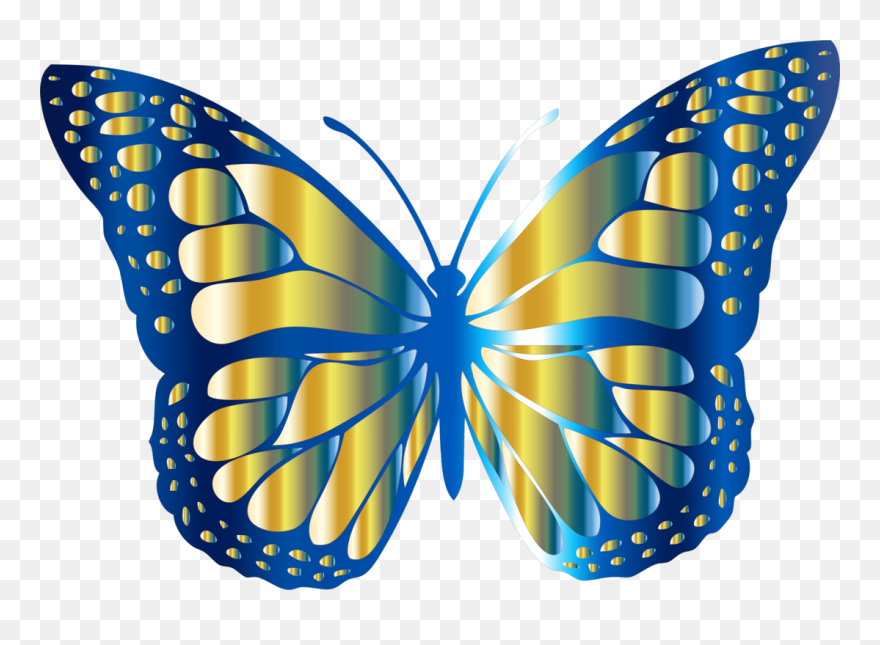 Blue And Gold Monarch Butterfly Vector Files Image - Butterfly Picture For Kids Clipart
