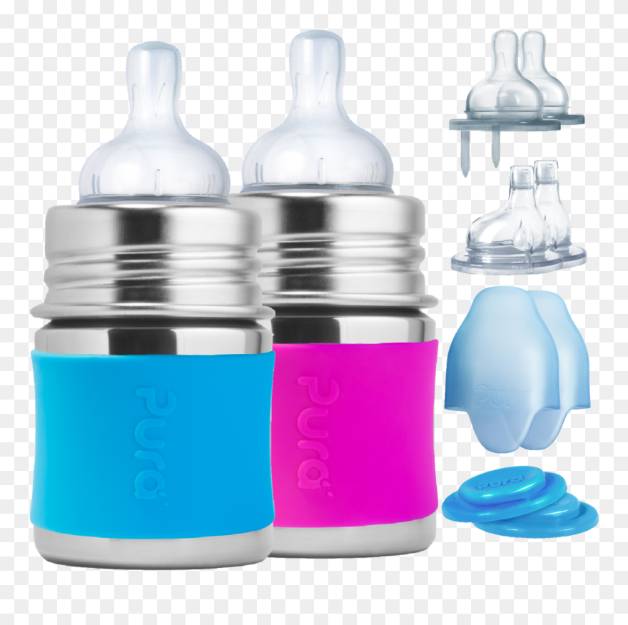 Stainless Steel Baby Bottle Starter Set By Pura With - Stainless Steel Baby Bottles Clipart
