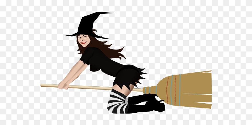 Witch On Broom 4 By Rones - Broom Clipart