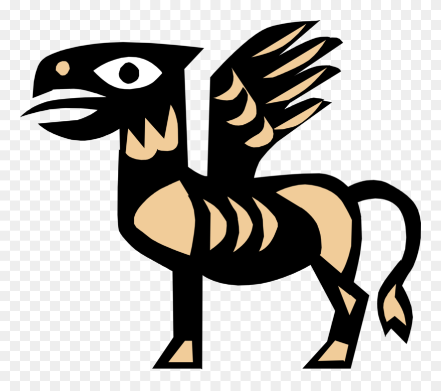 Vector Illustration Of Pegasus Winged Divine Stallion - Greek Mythology Symbols Clipart