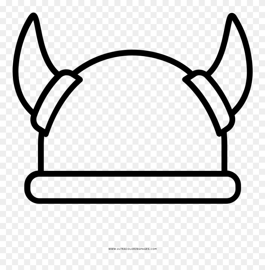 Viking Helmet Coloring Page - Horned Helmet Drawing Clipart